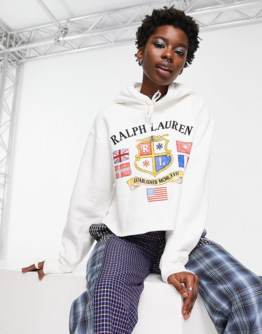 Polo Ralph Lauren – Kapuzenpullover in Cremeweiß mit Logo günstig online kaufen