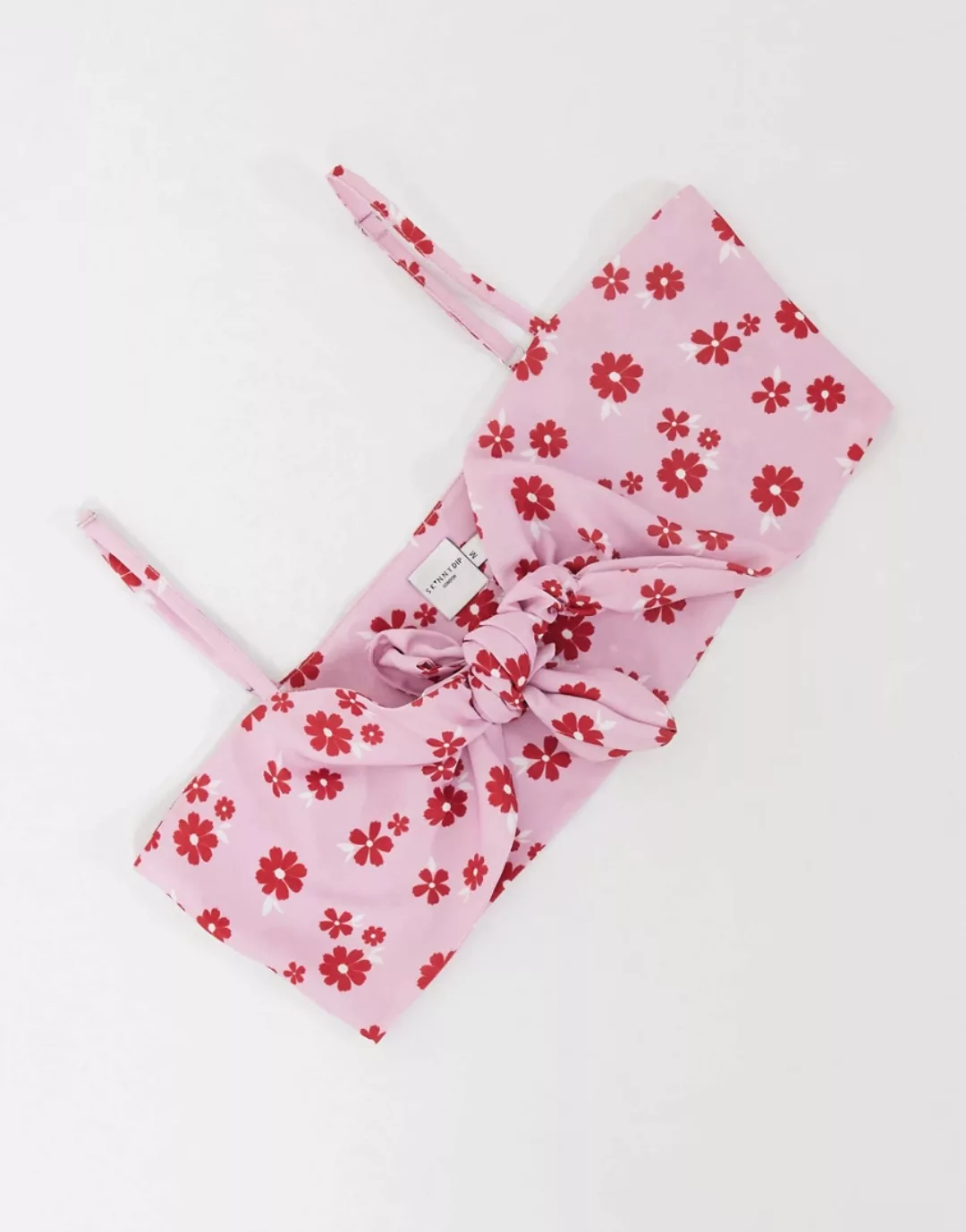 Skinnydip – Bustier mit floralem Print und Knotenfront, Kombiteil-Rosa günstig online kaufen