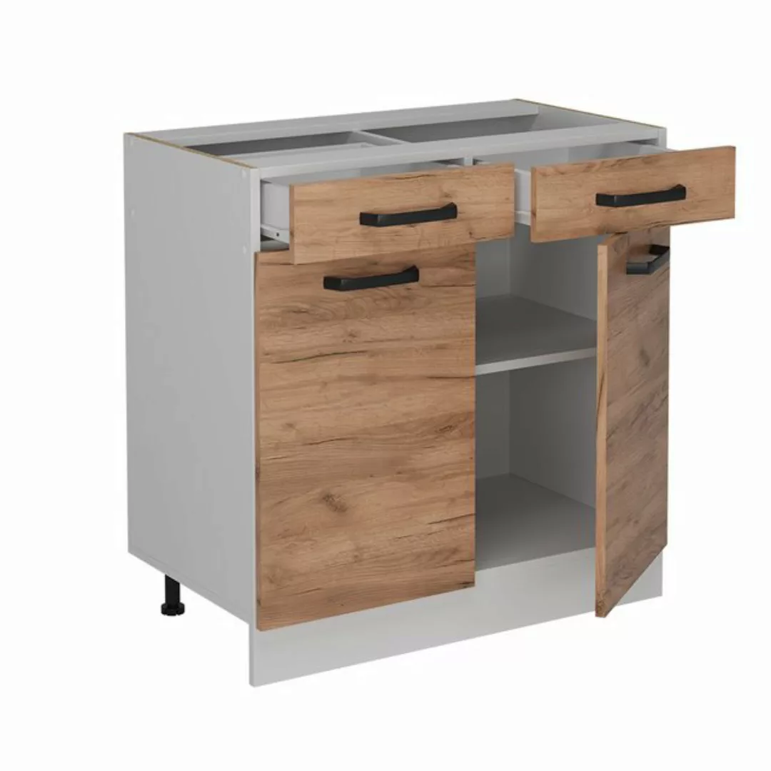 Vicco Unterschrank R-Line, Goldkraft Eiche/Weiß, 80 cm ohne Arbeitsplatte günstig online kaufen