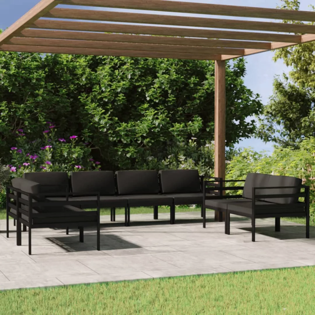 Vidaxl 8-tlg. Garten-lounge-set Mit Kissen Aluminium Anthrazit günstig online kaufen