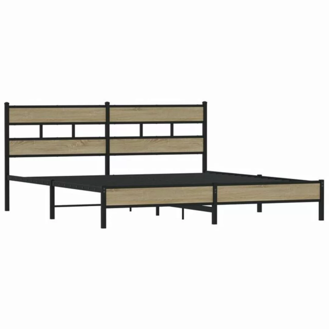 vidaXL Bett Metallbett ohne Matratze Sonoma-Eiche 180x200 cm günstig online kaufen