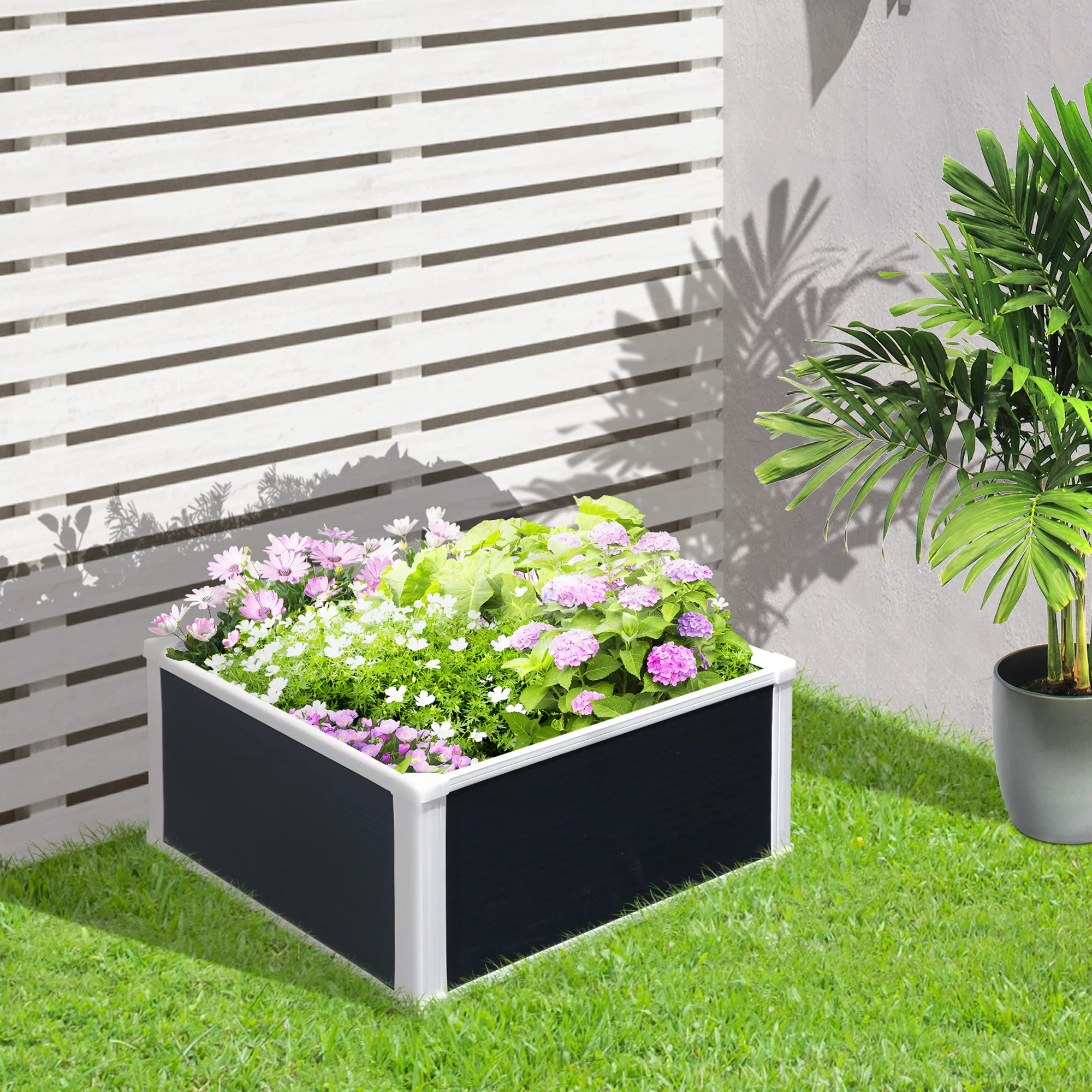 Outsunny Hochbeet Blumenkasten Pflanzkasten 60x60x30cm mit Drainagefunktion günstig online kaufen