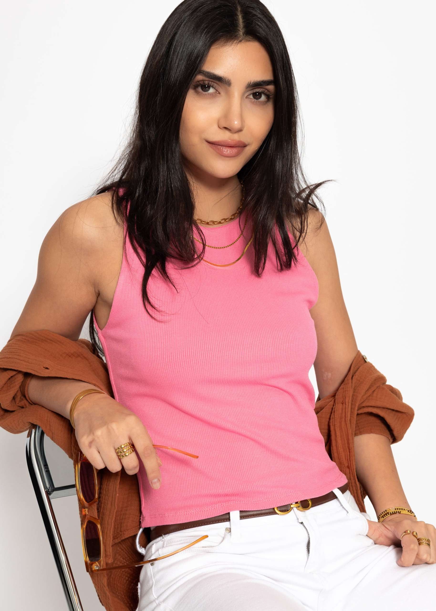 SASSYCLASSY T-Shirt Trägertop aus feinem Rippenstrick günstig online kaufen