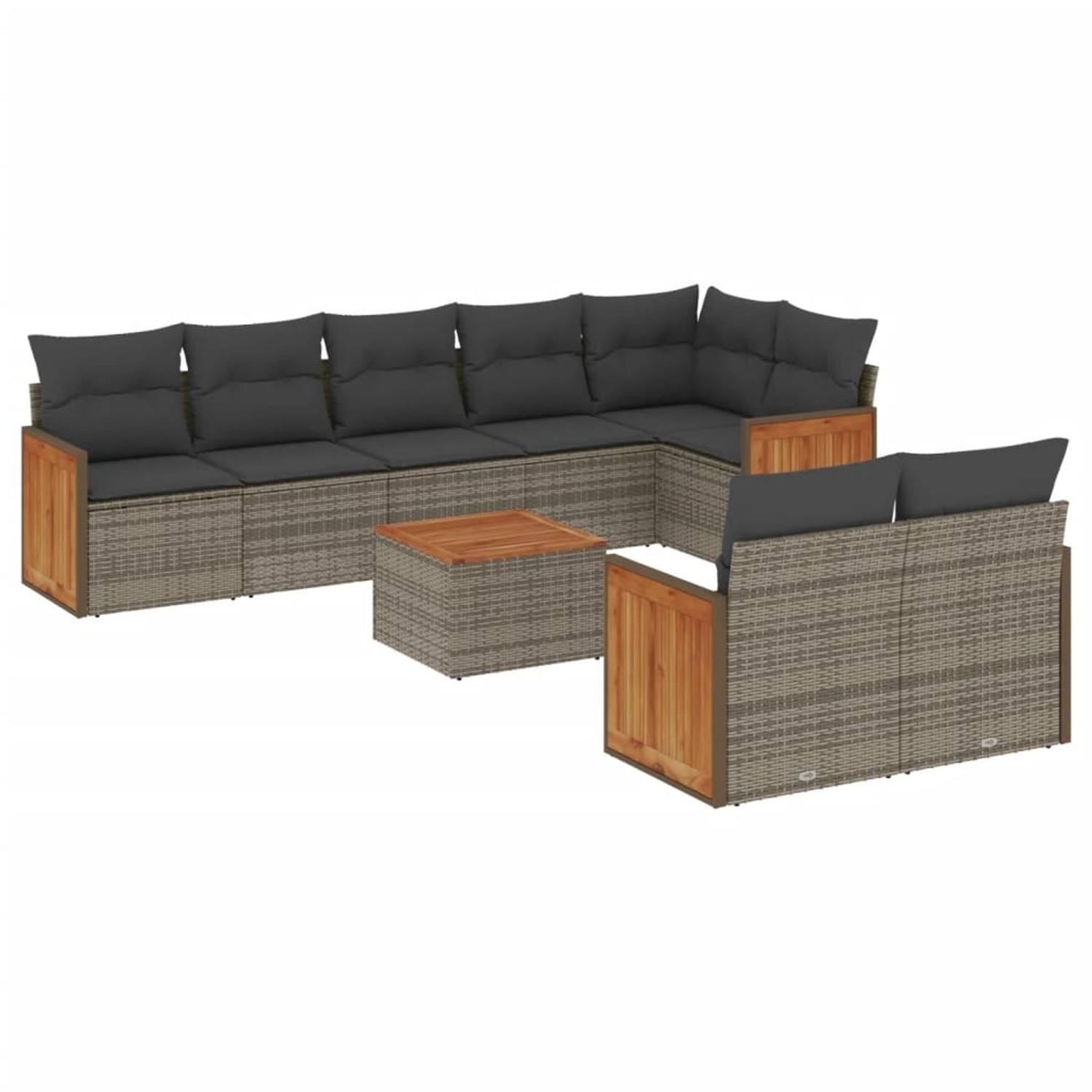 vidaXL 9-Tlg Garten-Sofagarnitur mit Kissen Grau Poly Rattan 3227838 günstig online kaufen