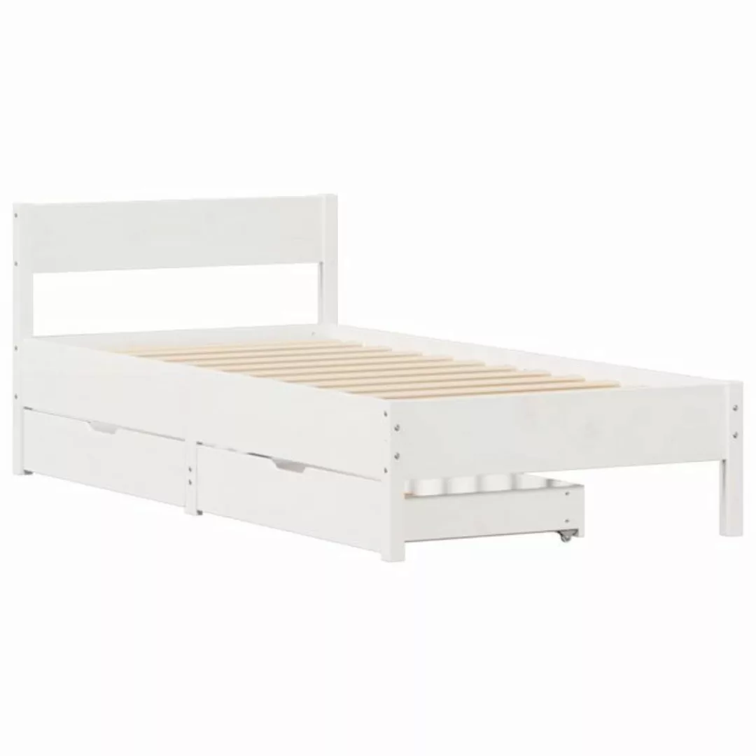 vidaXL Bett Massivholzbett ohne Matratze Weiß 75x190 cm Kiefernholz günstig online kaufen