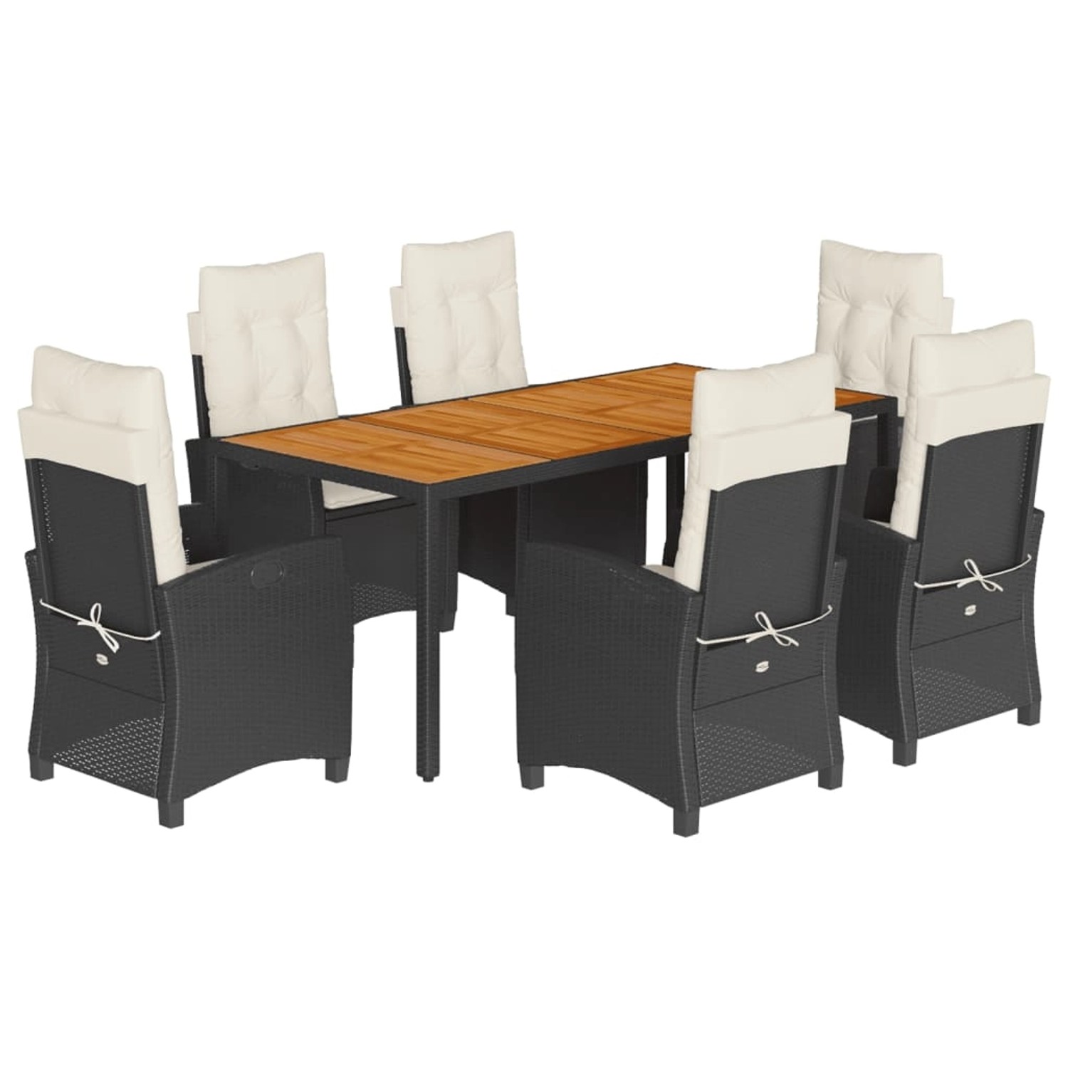 vidaXL 7-Tlg Garten-Essgruppe mit Kissen Schwarz Poly Rattan 3212659 günstig online kaufen