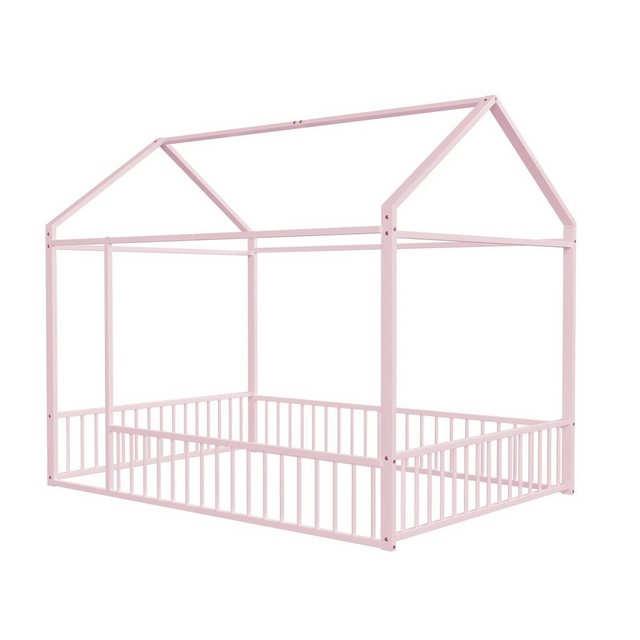 Gotagee Kinderbett Jugendbett 140x200 Hausbett mit Zaun Bettgestell Metallb günstig online kaufen