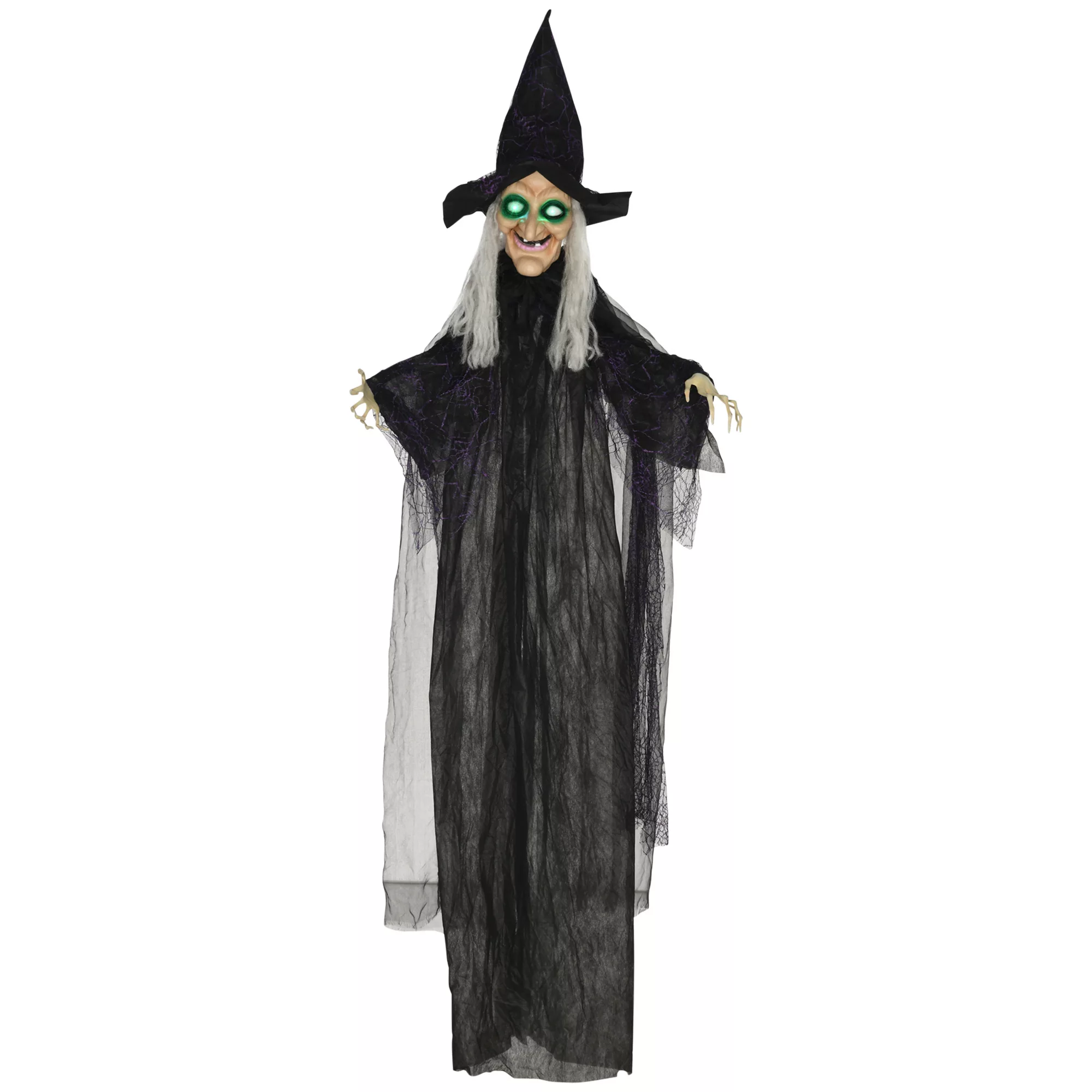 HOMCOM Halloween Dekoration 183cm Hexe mit LED & Soundfunktion, verstellbar günstig online kaufen