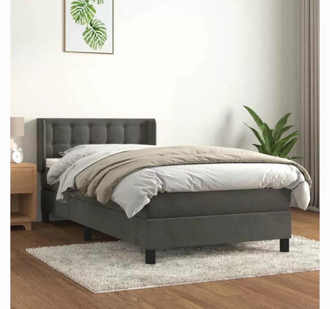 furnicato Bett Boxspringbett mit Matratze Dunkelgrau 80x200 cm Samt günstig online kaufen