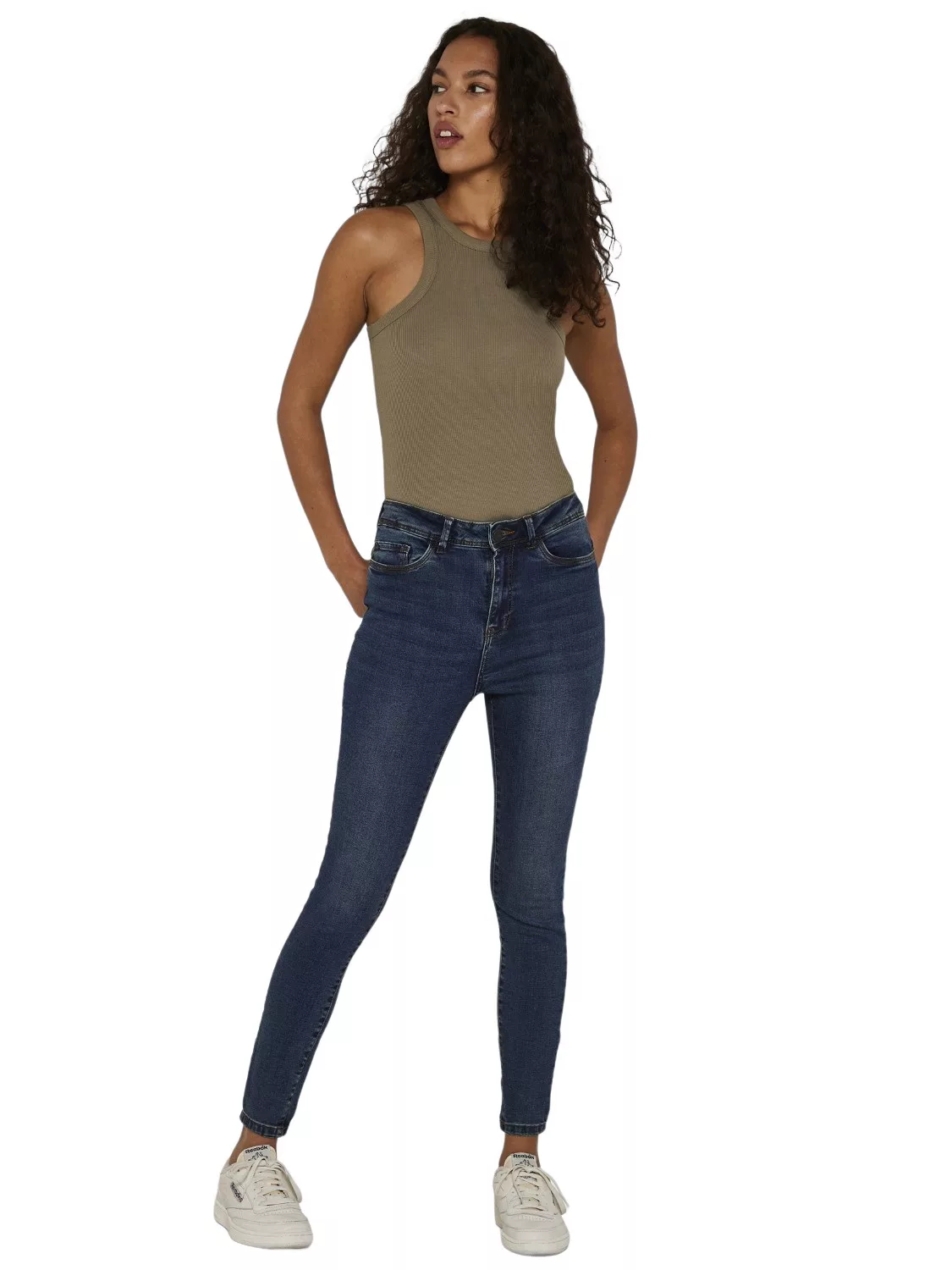 Noisy May Damen Jeans NMAGNES HW ANK JEANS VI124MB Skinny Fit Blau - Medium günstig online kaufen