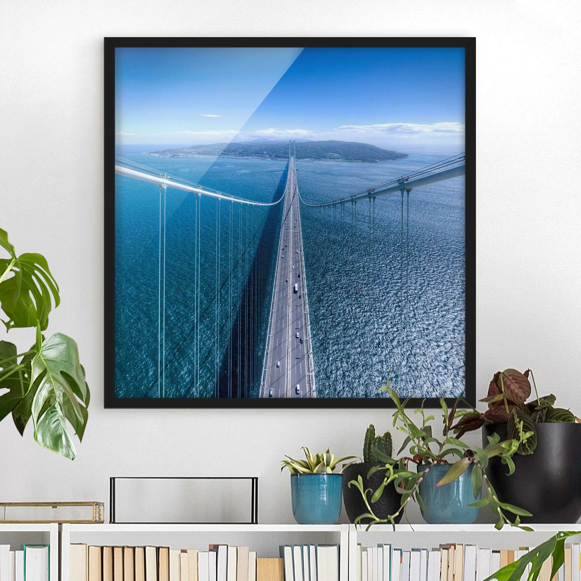 Bild mit Rahmen Architektur & Skyline - Quadrat Brücke zur Insel günstig online kaufen