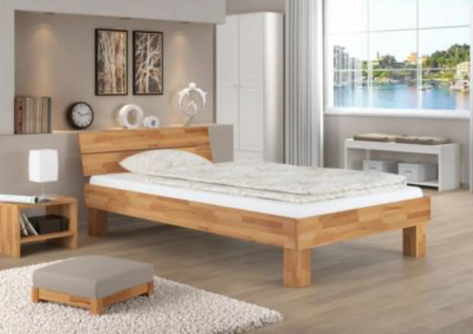 Erst-Holz® Überlanges, breites Einzelbett 120x220 mit Federholzrahmen natur günstig online kaufen