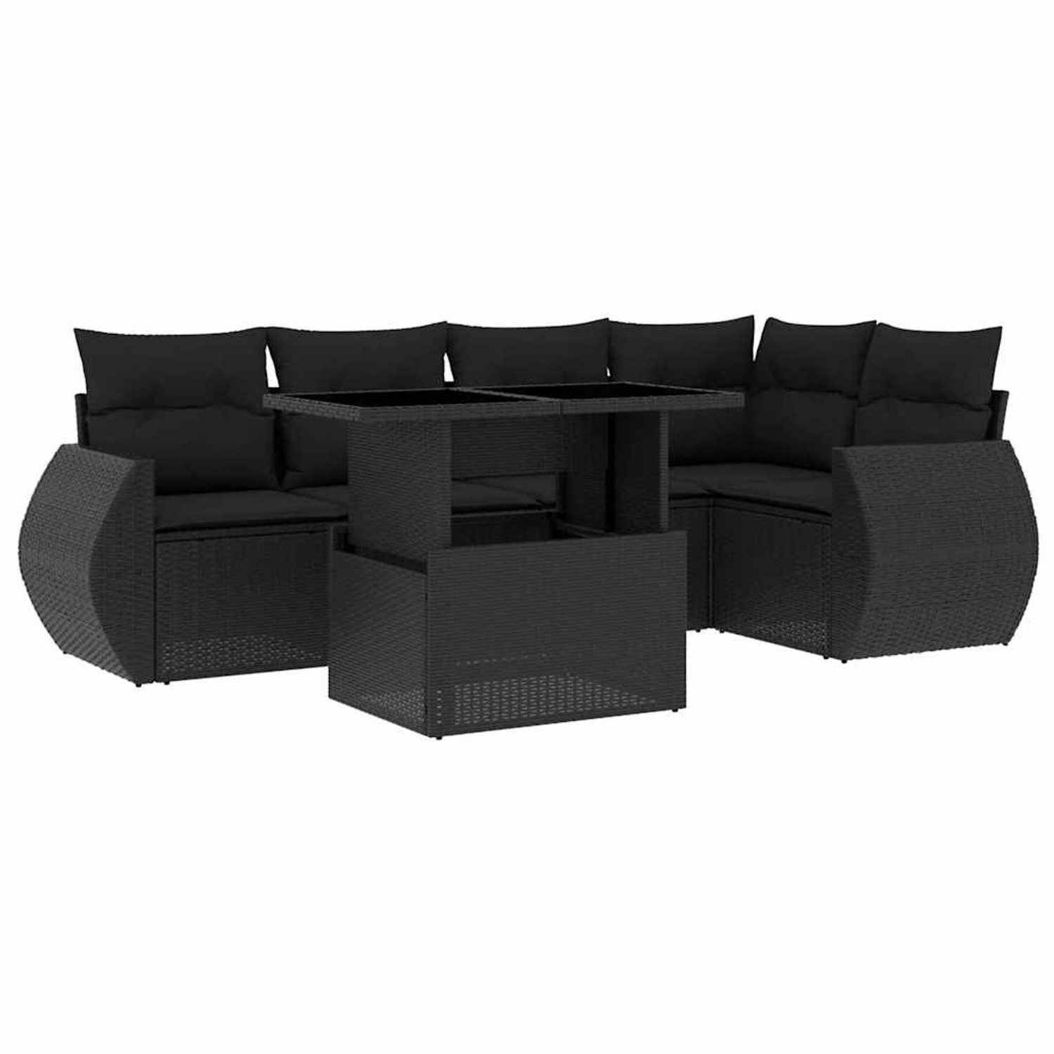 vidaXL 6-Tlg Garten-Sofagarnitur mit Kissen Schwarz Poly Rattan 3268515 günstig online kaufen