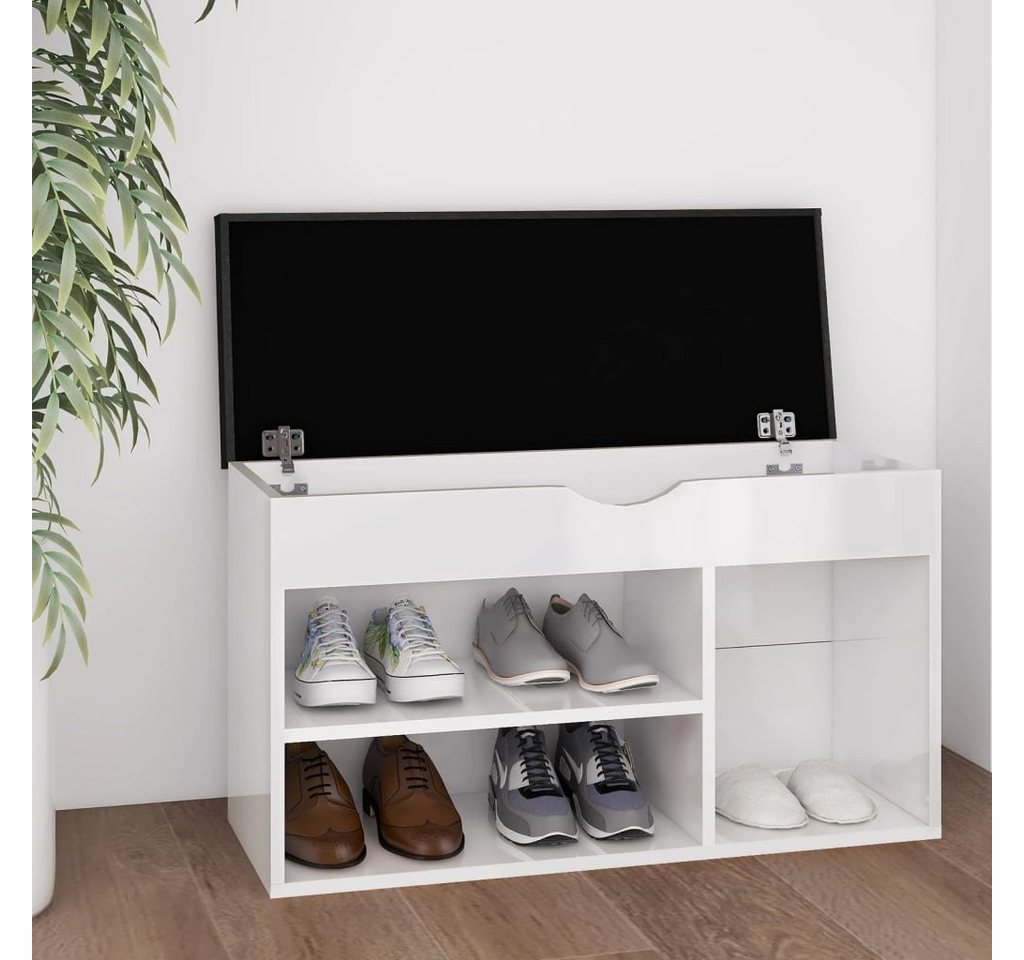 furnicato Schuhschrank Schuhbank mit Kissen Hochglanz-Weiß 80x30x47 cm Holz günstig online kaufen