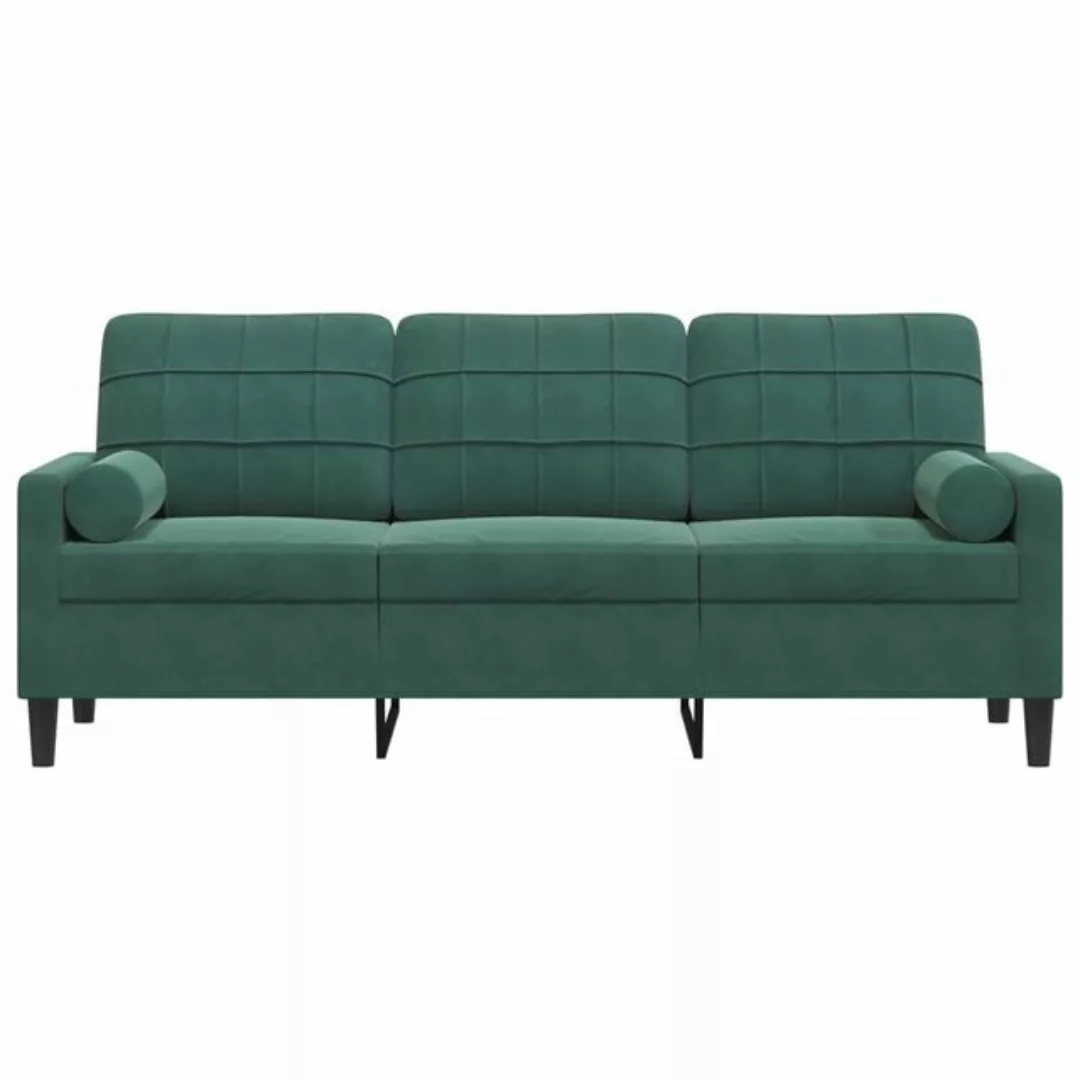 vidaXL Sofa 3-Sitzer-Sofa mit Zierkissen Dunkelgrün 180 cm Samt günstig online kaufen