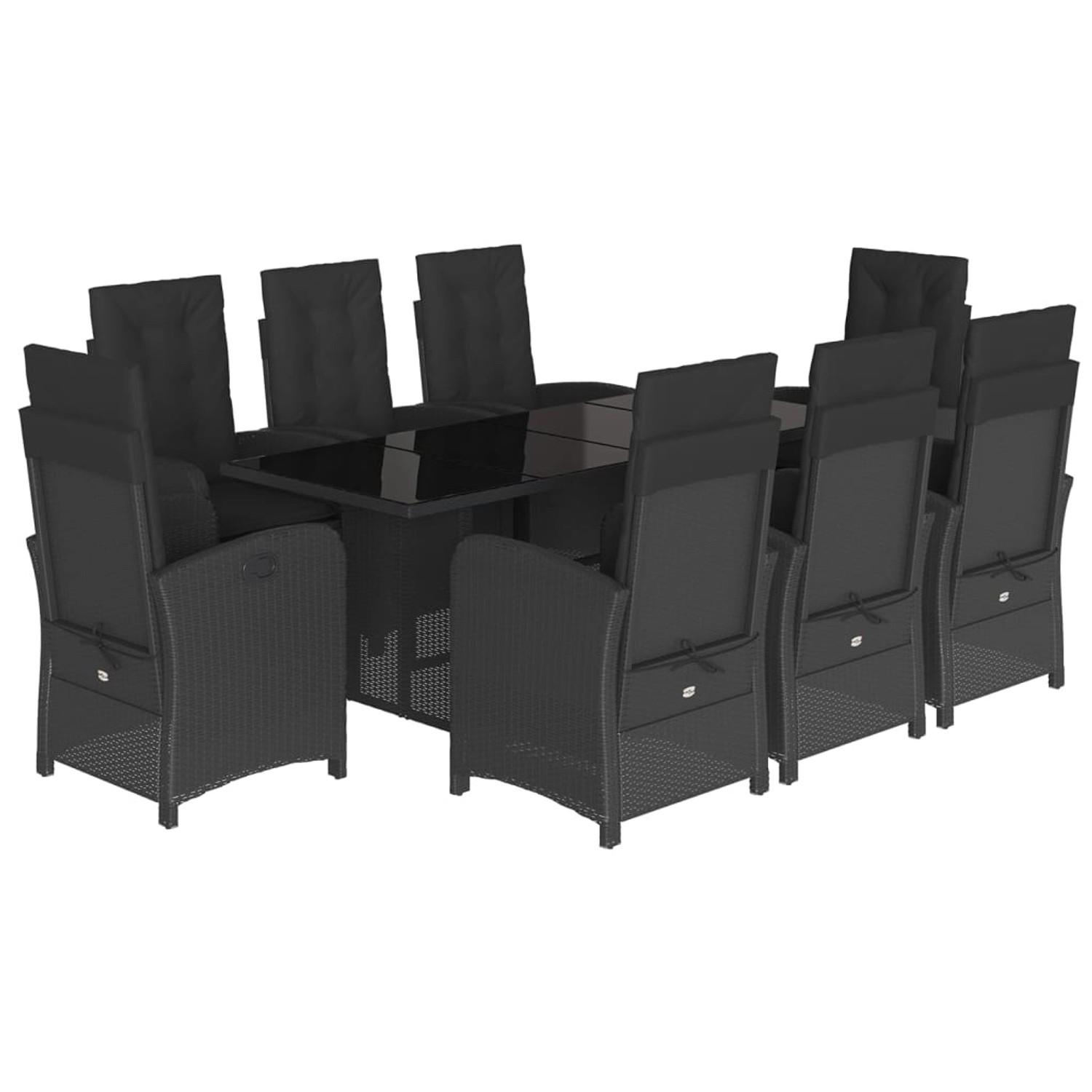 vidaXL 9-Tlg Garten-Essgruppe mit Kissen Schwarz Poly Rattan 3212253 günstig online kaufen