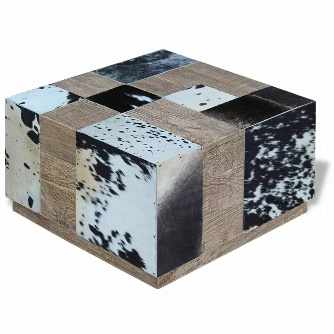 Couchtisch Echtes Rindsleder 60x60x36 Cm günstig online kaufen