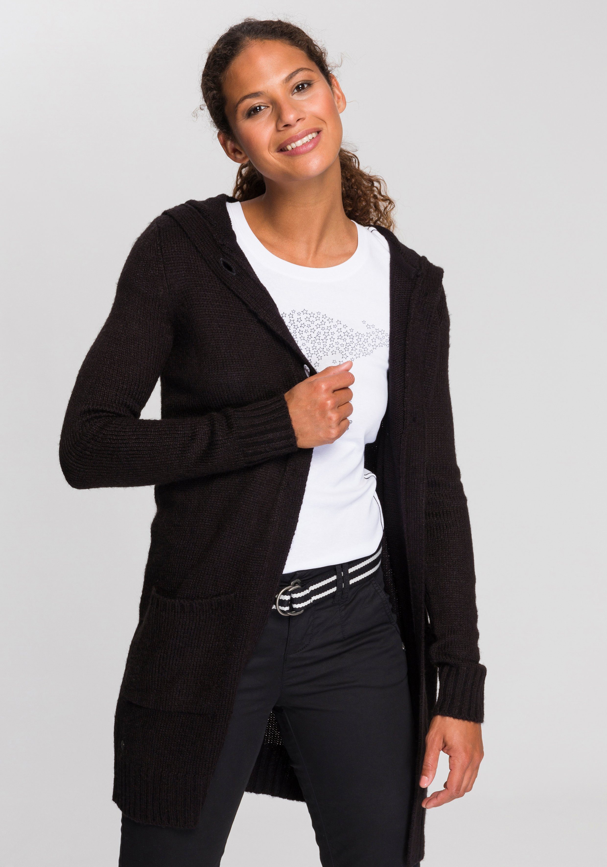 KangaROOS Kapuzenstrickjacke mit aufgesetzten Taschen und günstig online kaufen