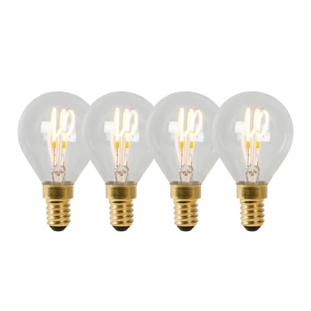 LED Leuchtmittel E14 - Tropfen P45 in Transparent 3W 210lm 2700K 4er-Pack günstig online kaufen