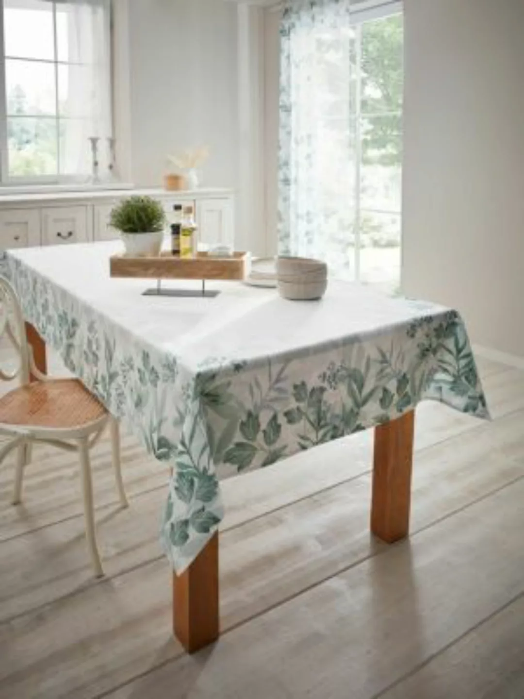 HOME Living Tischdecken Green Plants Tischdecken weiß-kombi günstig online kaufen