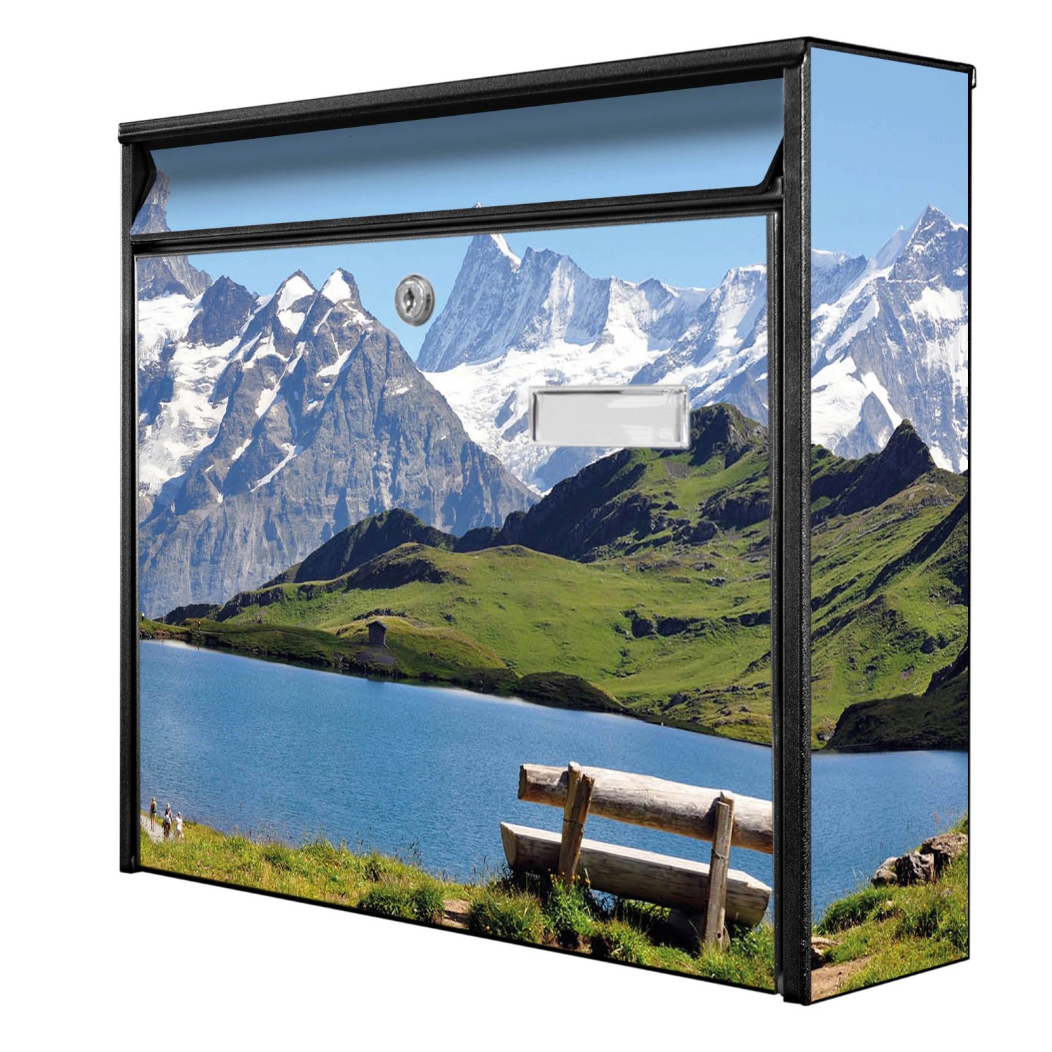 Banjado Briefkasten Schwarz 36.2x32.2x10cm Groß / Inkl. Montagematerial & 2 günstig online kaufen