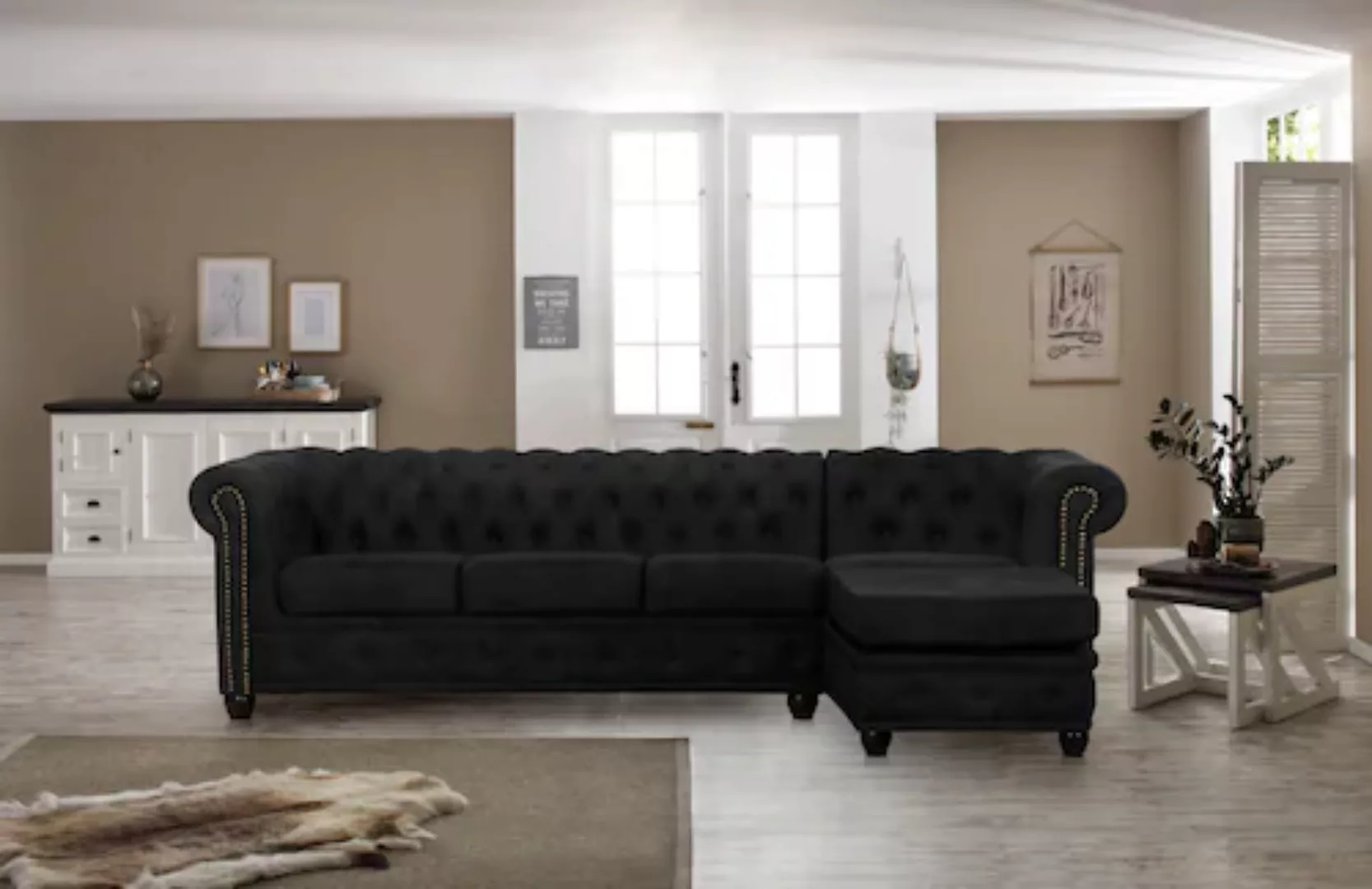 Home affaire Chesterfield-Sofa "Rysum L-Form", Chesterfield-Optik mit Ottom günstig online kaufen