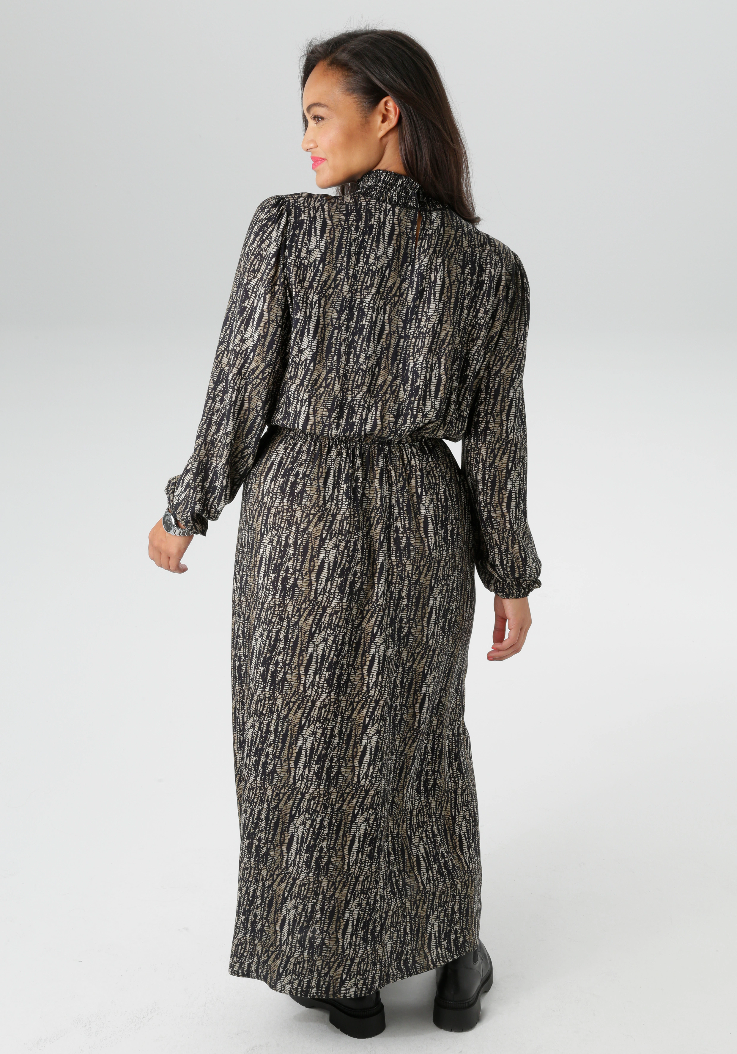 Aniston PLUS Druckkleid, mit gesmoktem Stehtkragen - NEUE KOLLEKTION günstig online kaufen