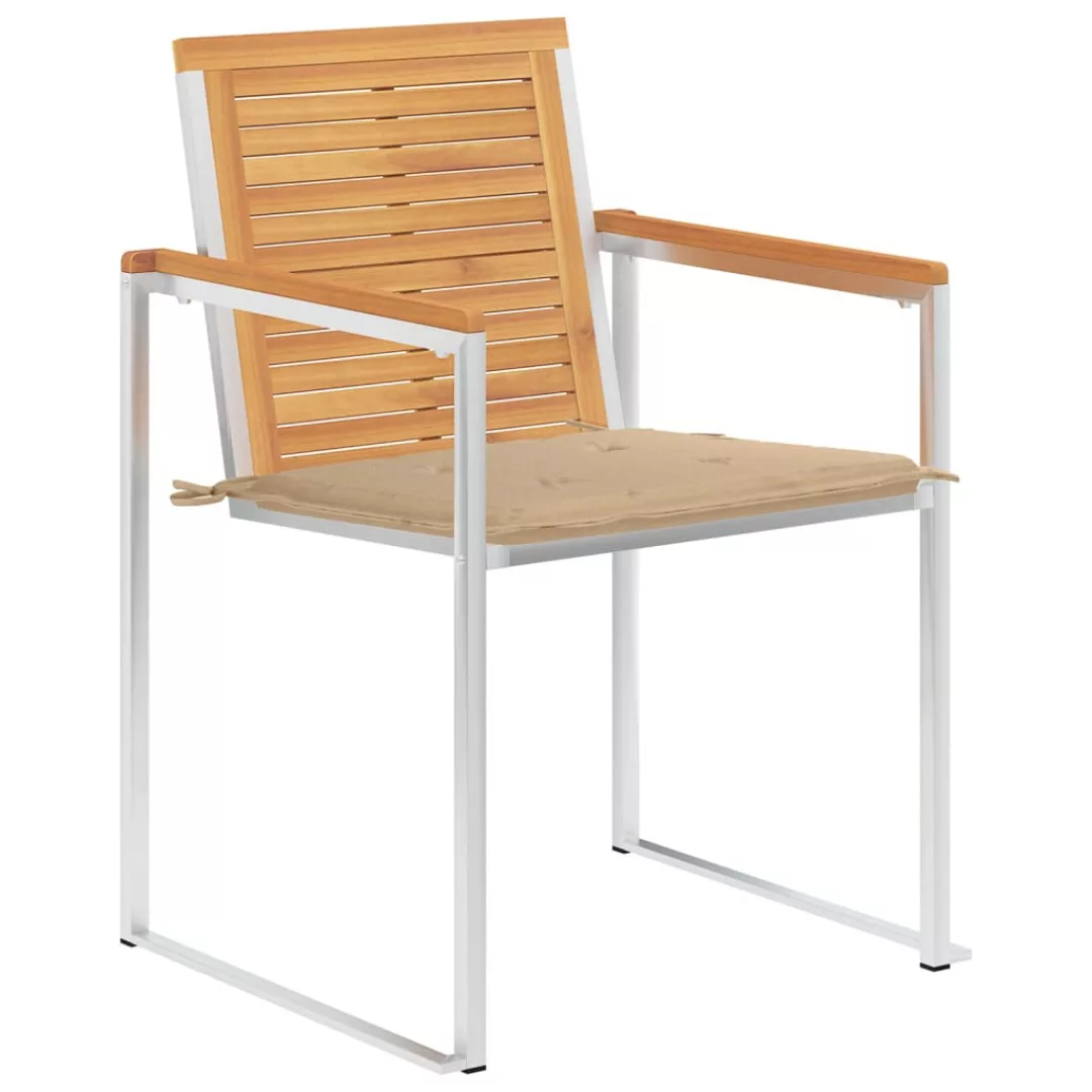 Gartenstühle 6 Stk. Mit Kissen Massivholz Teak günstig online kaufen