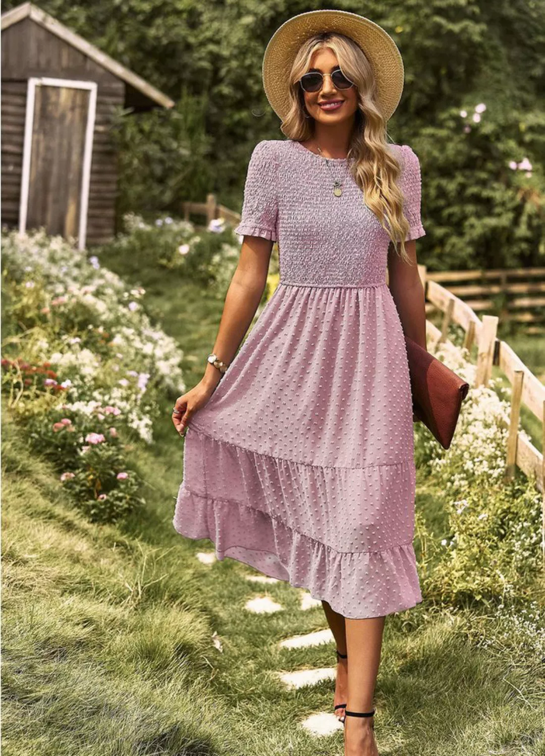 DEBAIJIA Dirndl Sommerkleid Damen Einfarbig Kleid Lässiger Elegant günstig online kaufen