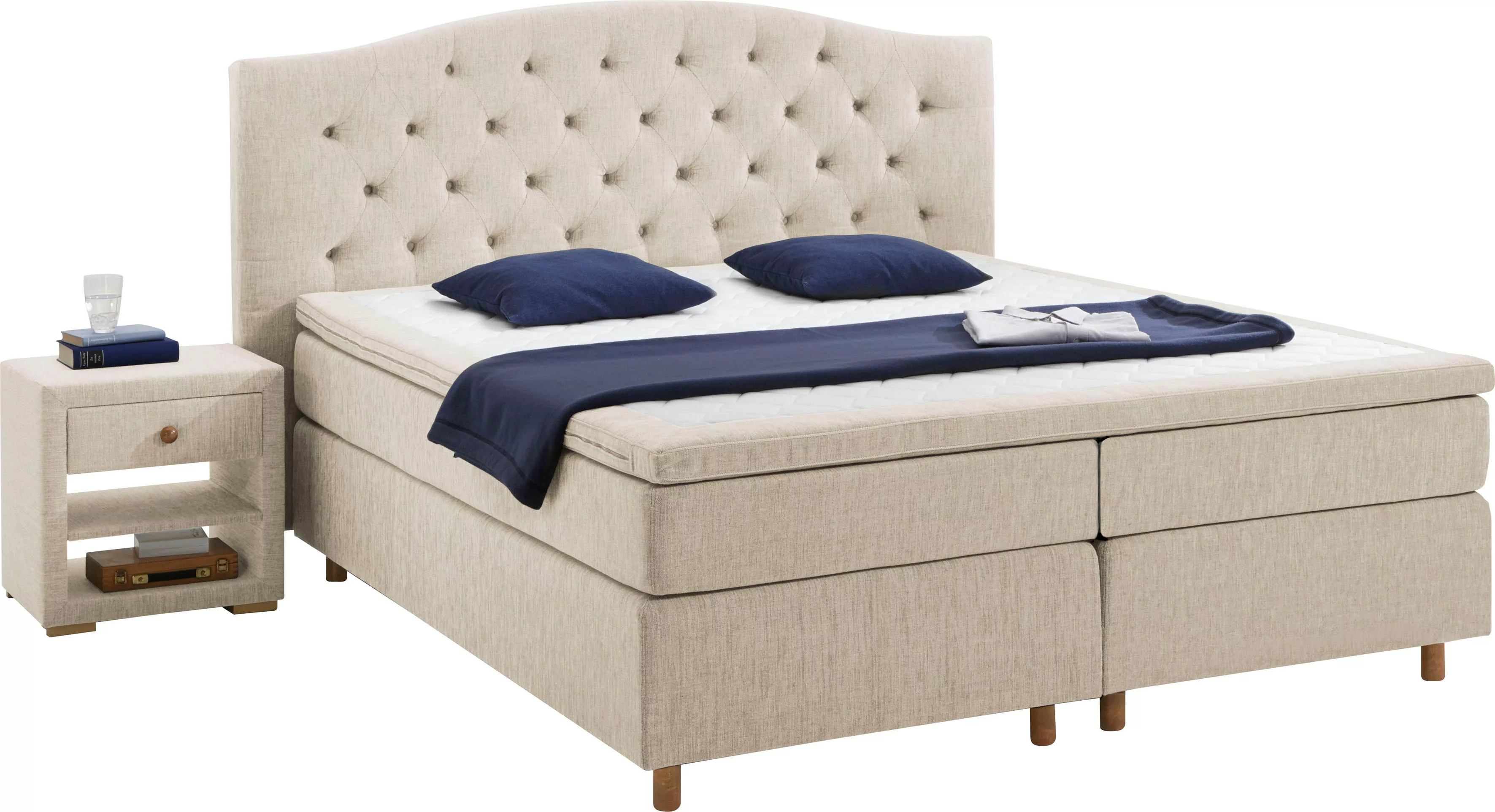 Home affaire Boxspringbett "Claire", mit Vollmassiv-Unterbox, incl. Topper, günstig online kaufen