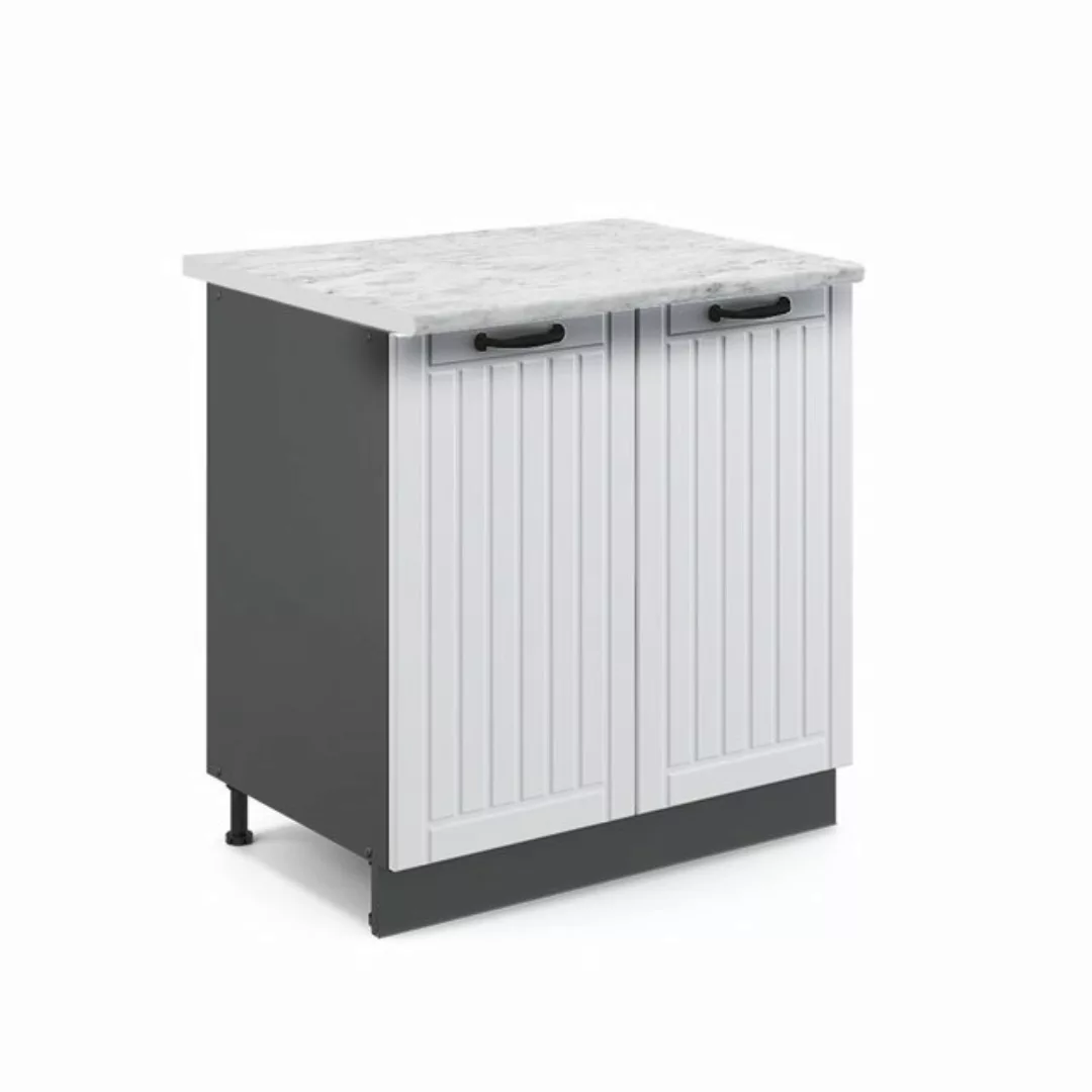 Vicco Spülenunterschrank Fame-Line, Weiß Landhaus/Anthrazit, 80 cm mit Rega günstig online kaufen