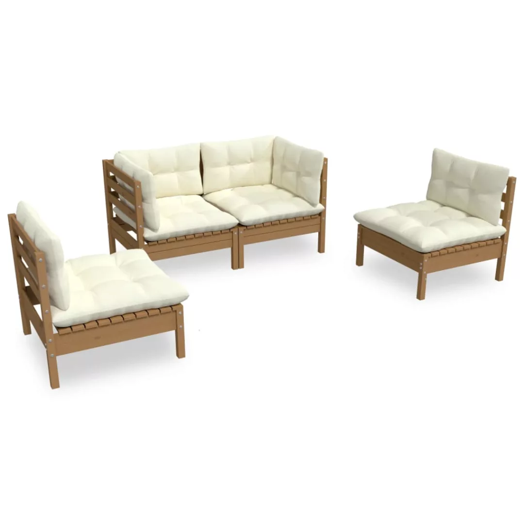 4-tlg. Garten-lounge-set Mit Kissen Kiefer Massivholz günstig online kaufen