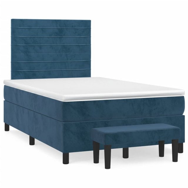 vidaXL Boxspringbett Boxspringbett mit Matratze Dunkelblau 120x200 cm Samt günstig online kaufen