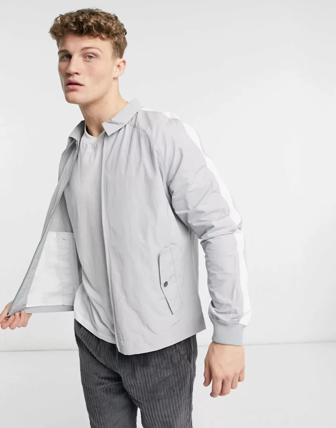Native Youth – Harrington-Jacke mit Seitentaschen in Grau günstig online kaufen