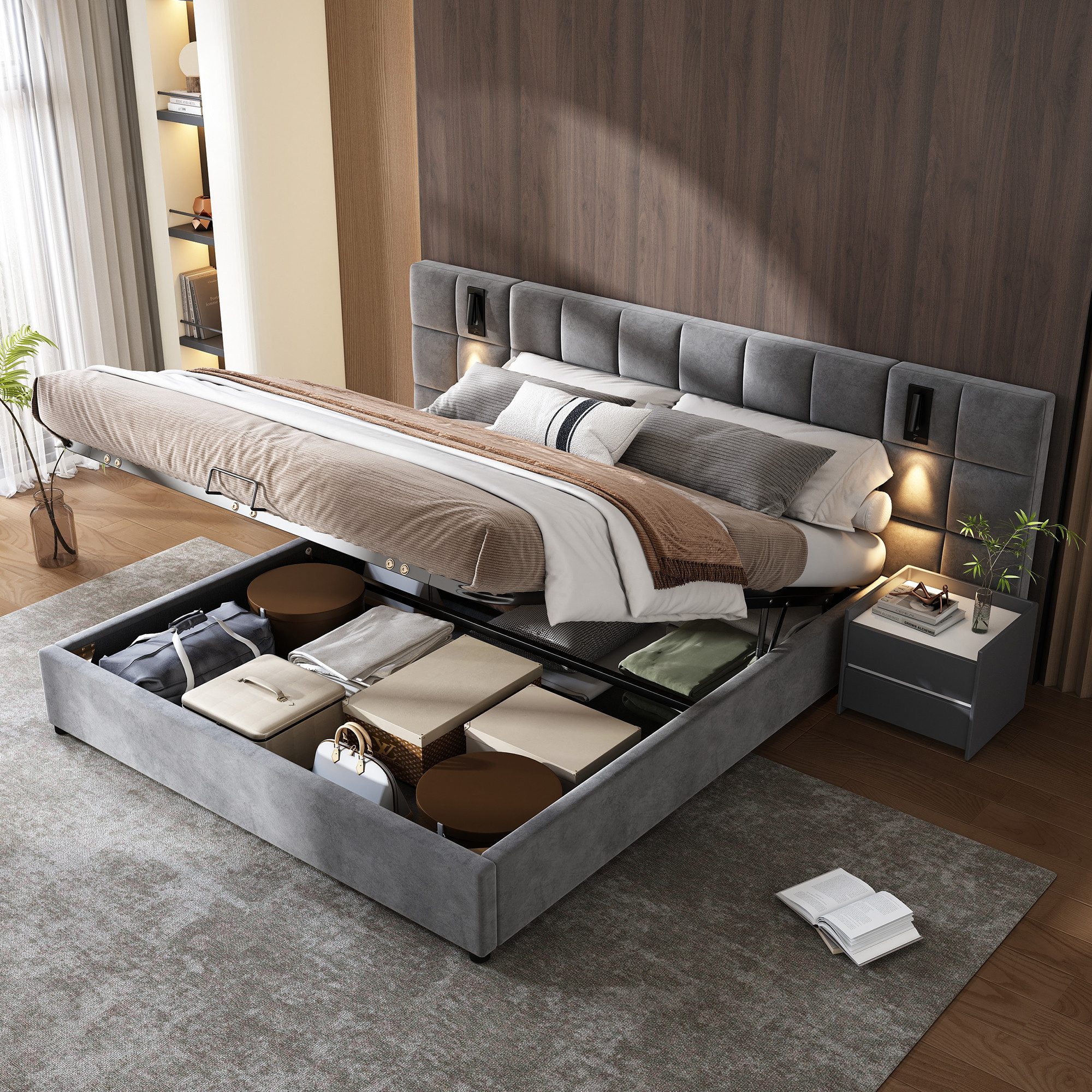 STILVORA Polsterbett 140x200 Doppelbett mit Stauraum&Lattenrost,Bettgestell günstig online kaufen