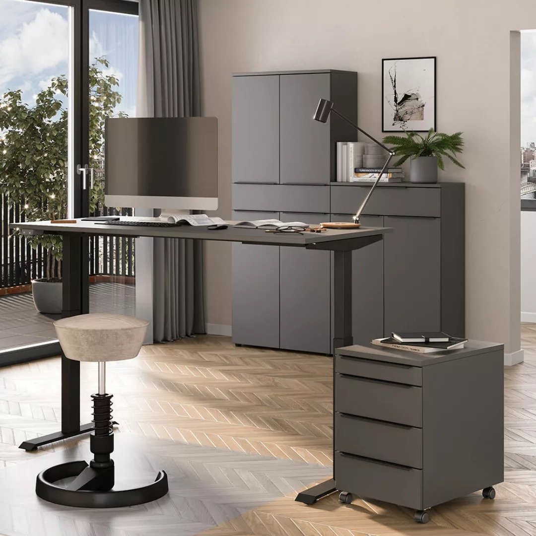 Büromöbel Set 4-teilig MEMPHIS-01 mit Schreibtisch 120x80cm in graphit günstig online kaufen