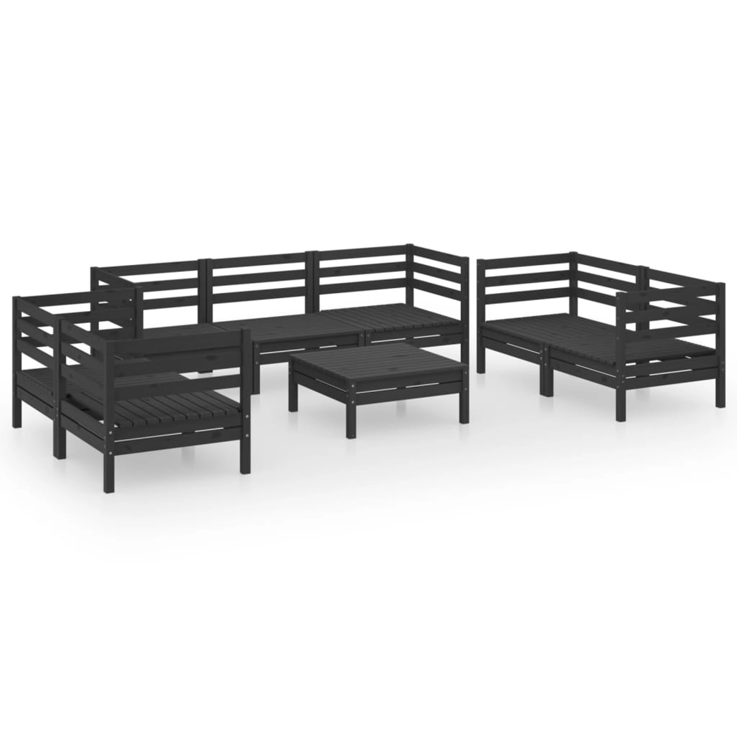 8-tlg. Garten-lounge-set Schwarz Massivholz Kiefer günstig online kaufen