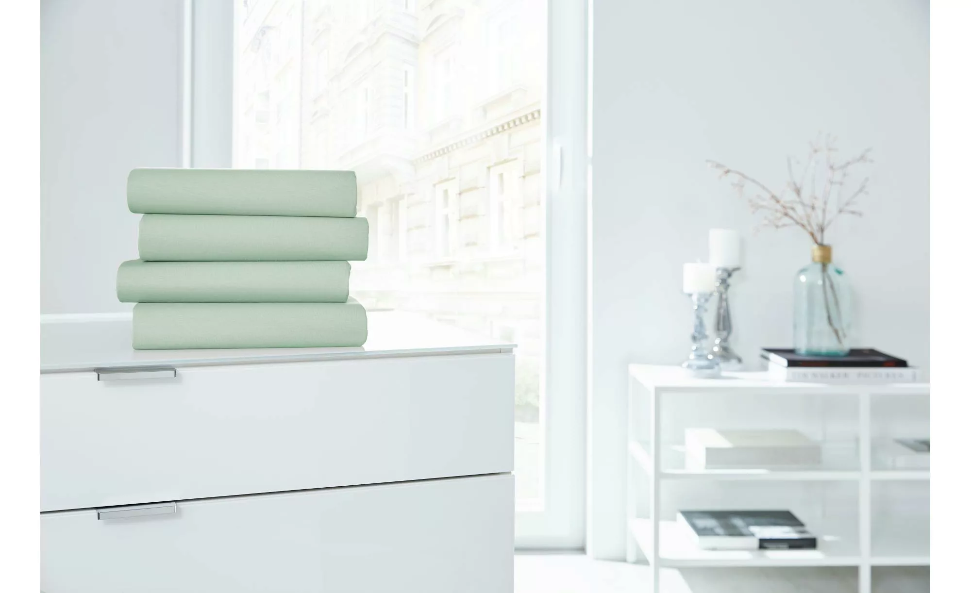 Jersey-Elastan Boxspringlaken   ¦ grün ¦ Maße (cm): B: 100 H: 28 T: 28.0 Be günstig online kaufen