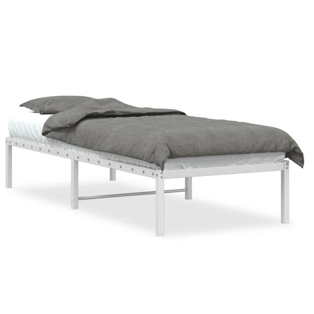 vidaXL Bettgestell Bettgestell Metall Weiß 75x190 cm Bett Bettgestell günstig online kaufen