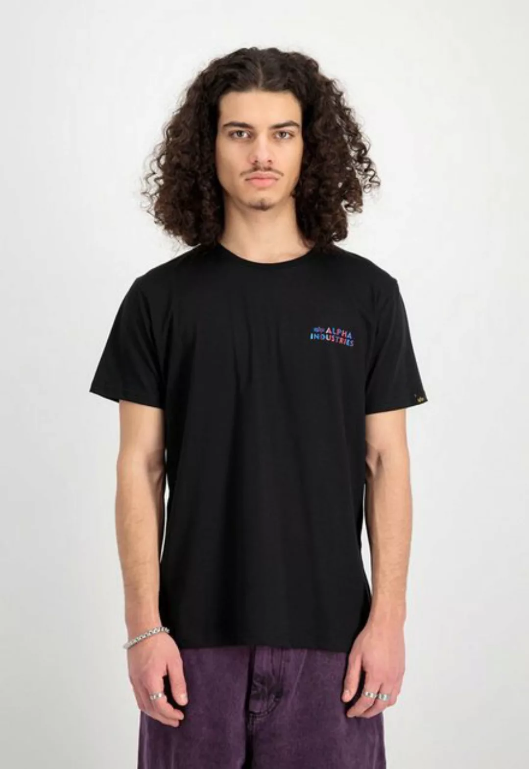 Alpha Industries T-Shirt - Kurzarm Shirt mit Logoschriftzug - Holographic S günstig online kaufen