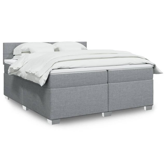 vidaXL Boxspringbett, Boxspringbett mit Matratze Hellgrau 200x200 cm Stoff günstig online kaufen