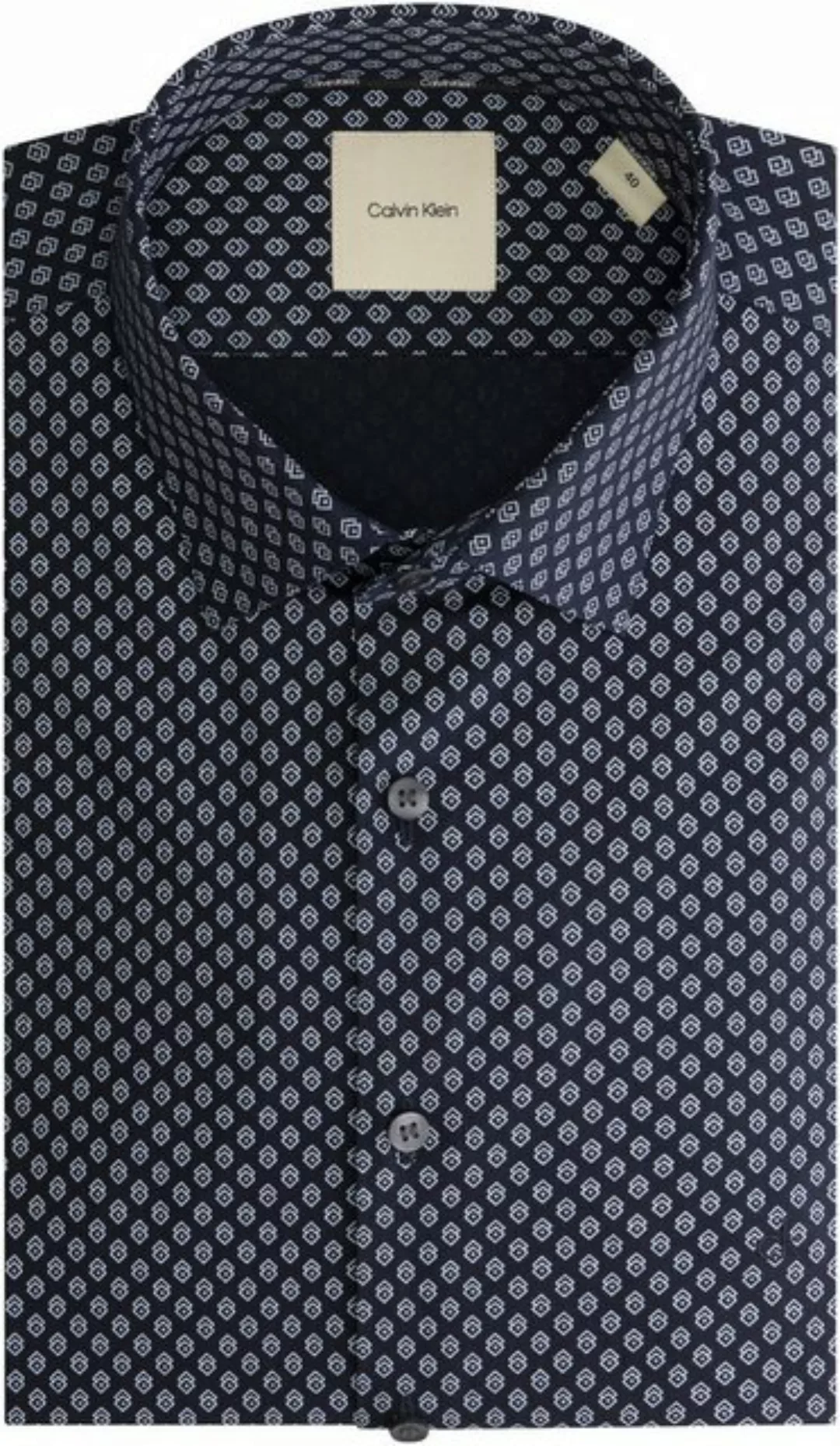 Calvin Klein Langarmhemd POPLIN 2TONES PRINT SLIM SHIRT mit Logostickerei günstig online kaufen