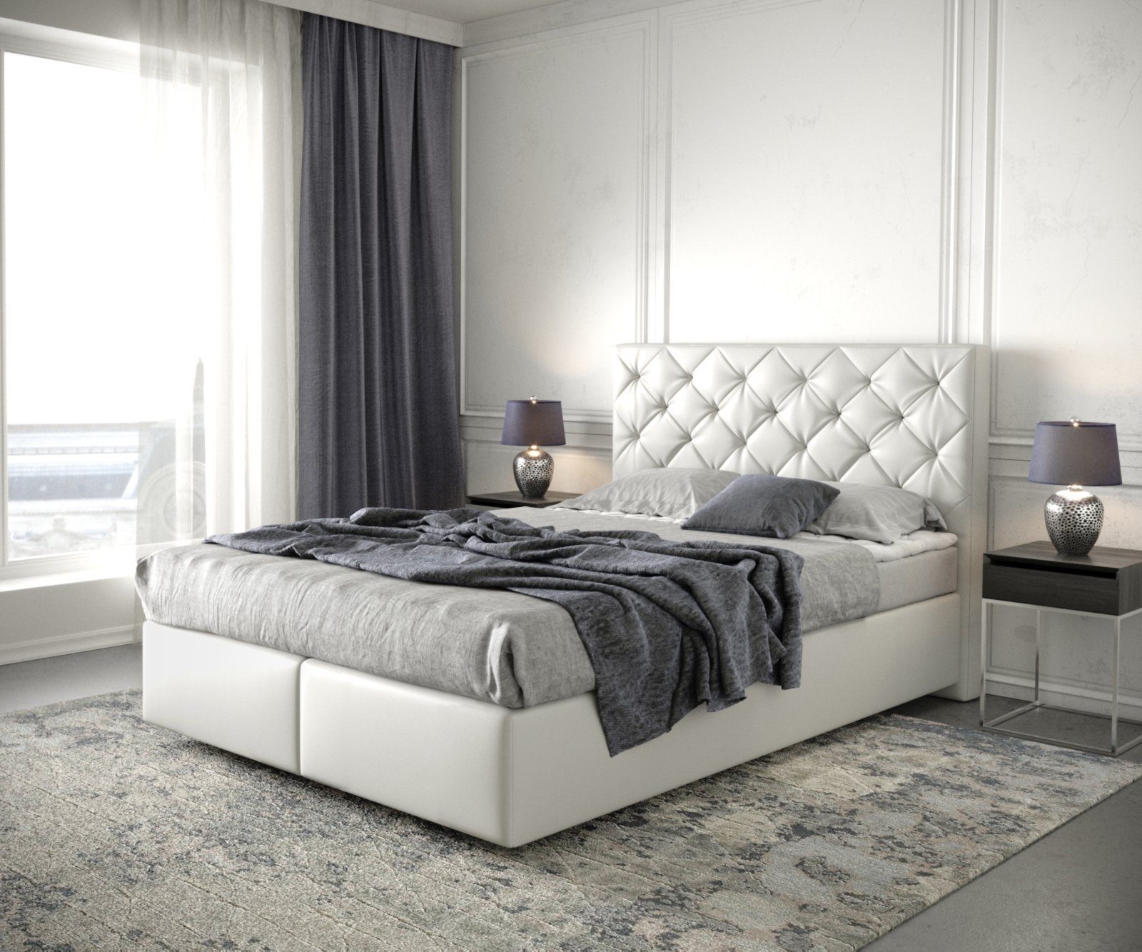 DELIFE Boxspringbett Dream-Great, Kunstleder Weiß 140x200 günstig online kaufen