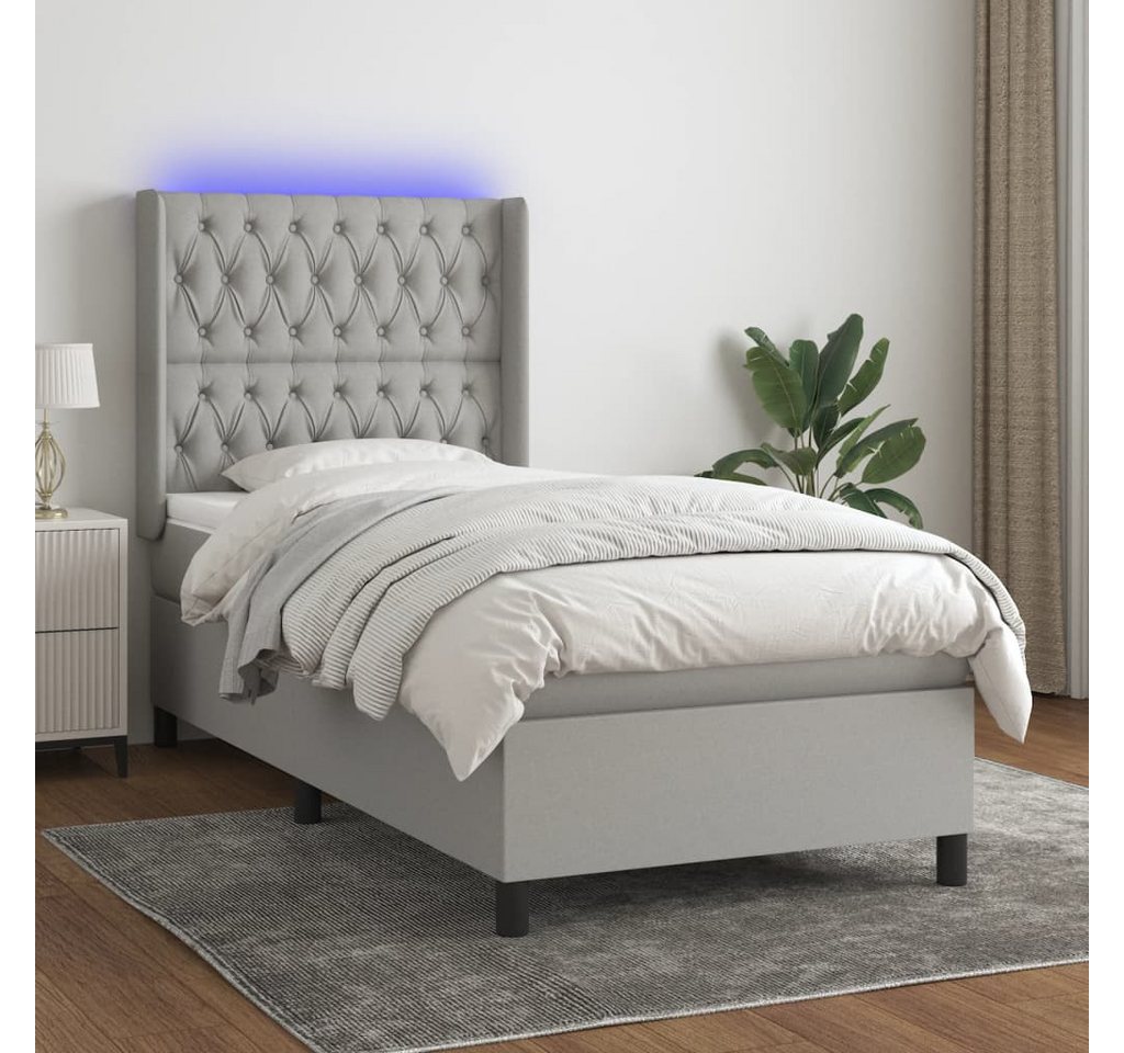 vidaXL Boxspringbett Boxspringbett mit Matratze und LED Stoff (90 x 190 cm, günstig online kaufen