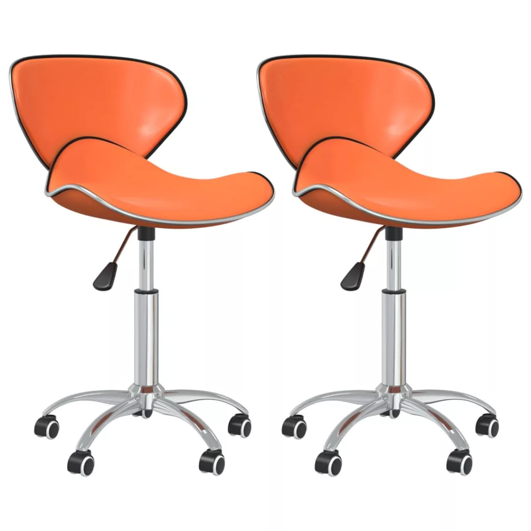 Esszimmerstühle 2 Stk. Drehbar Orange Kunstleder günstig online kaufen