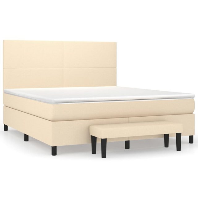 vidaXL Bettgestell Boxspringbett mit Matratze Creme 160x200 cm Stoff Bett B günstig online kaufen