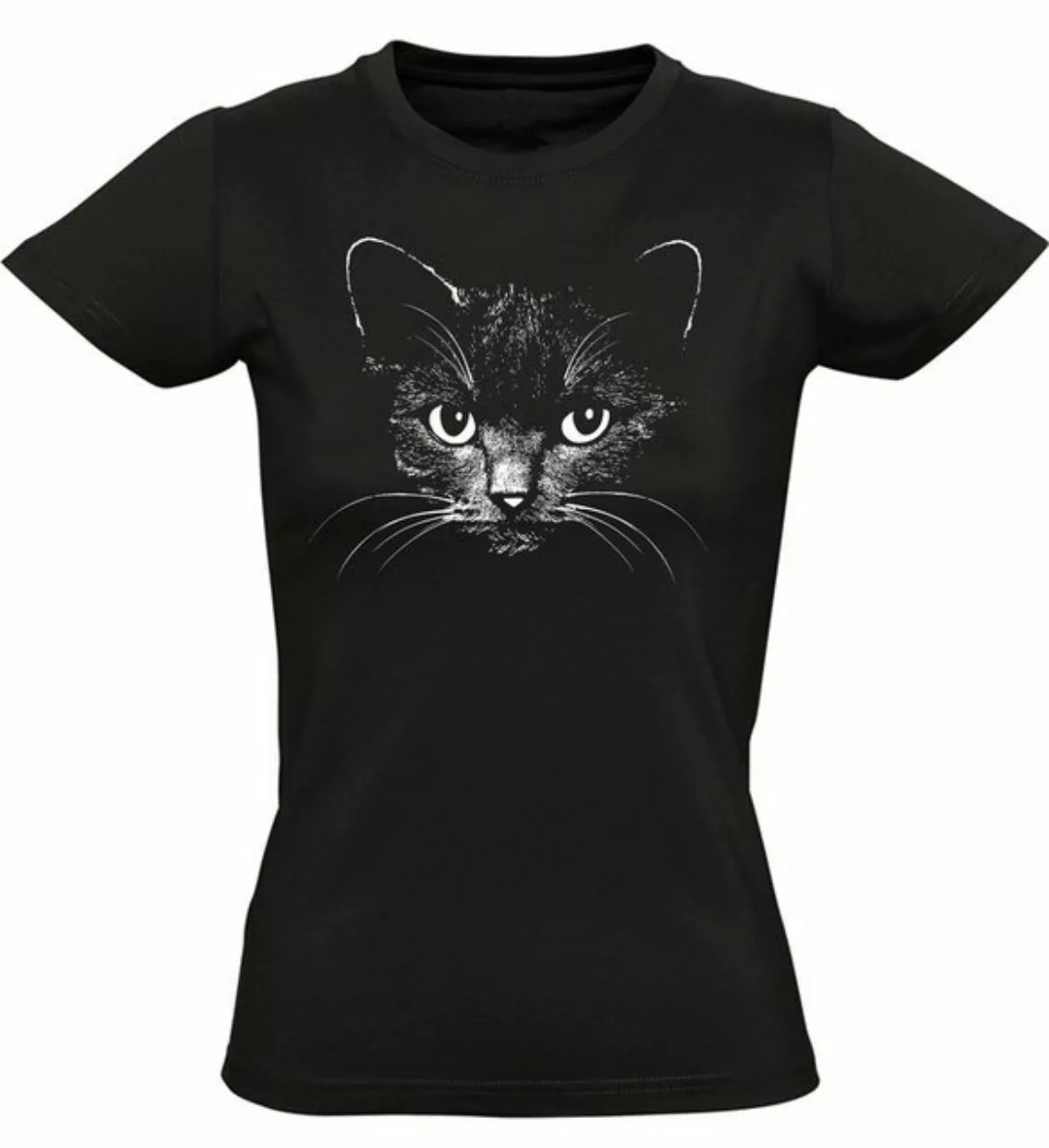 Baddery Print-Shirt Damen T-Shirt: "Katze" - Cat Kätzchen Miau Mieze, hochw günstig online kaufen