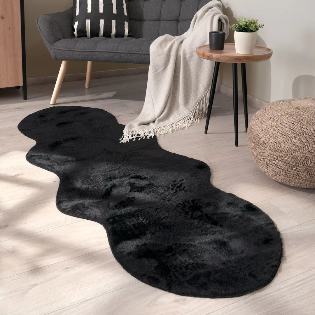 Paco Home Fellteppich »Pelt 640«, fellförmig, 16 mm Höhe, Kunstfell, Uni Fa günstig online kaufen