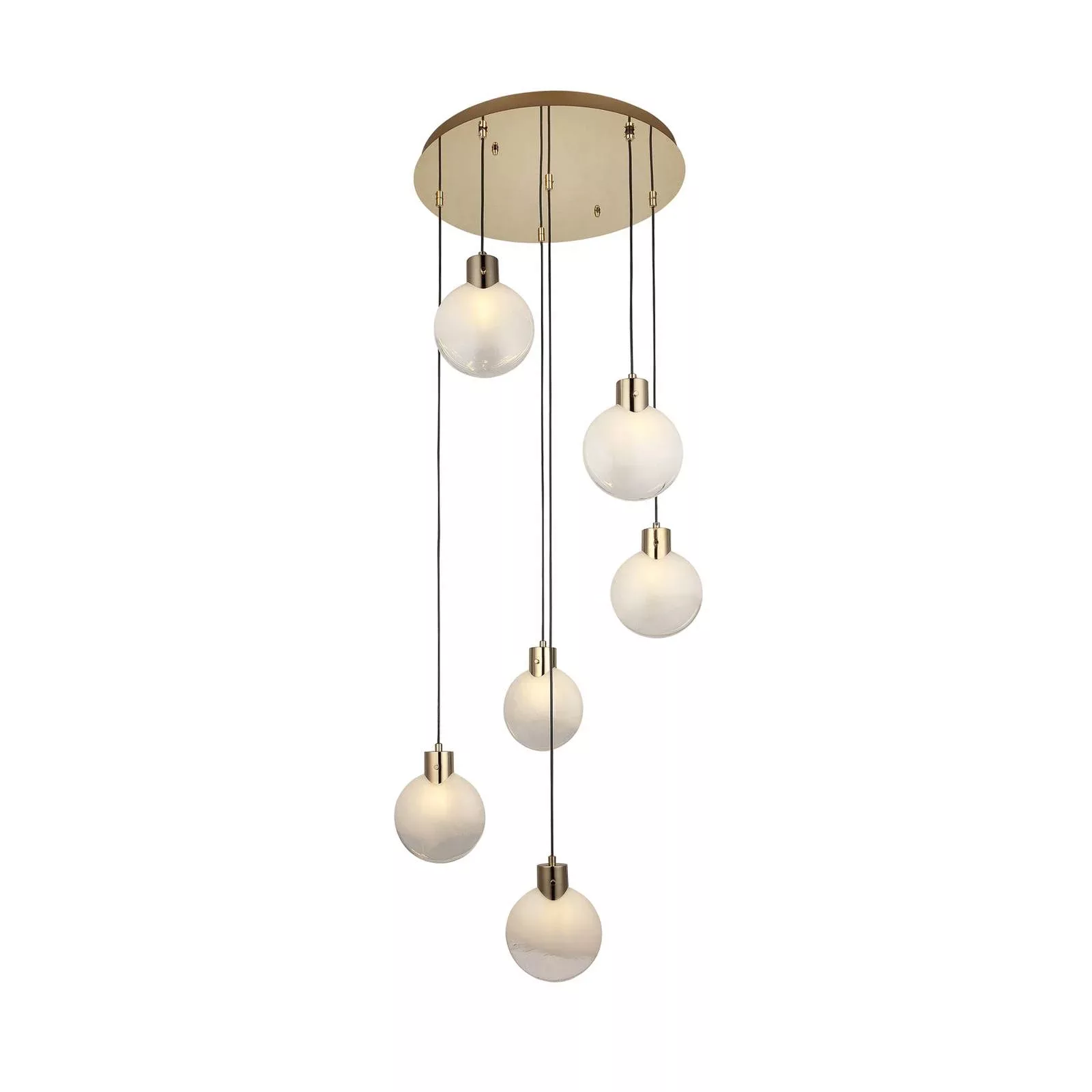 Pendellampe Vekmo, Ø 48 cm, gold, 6-flammig günstig online kaufen