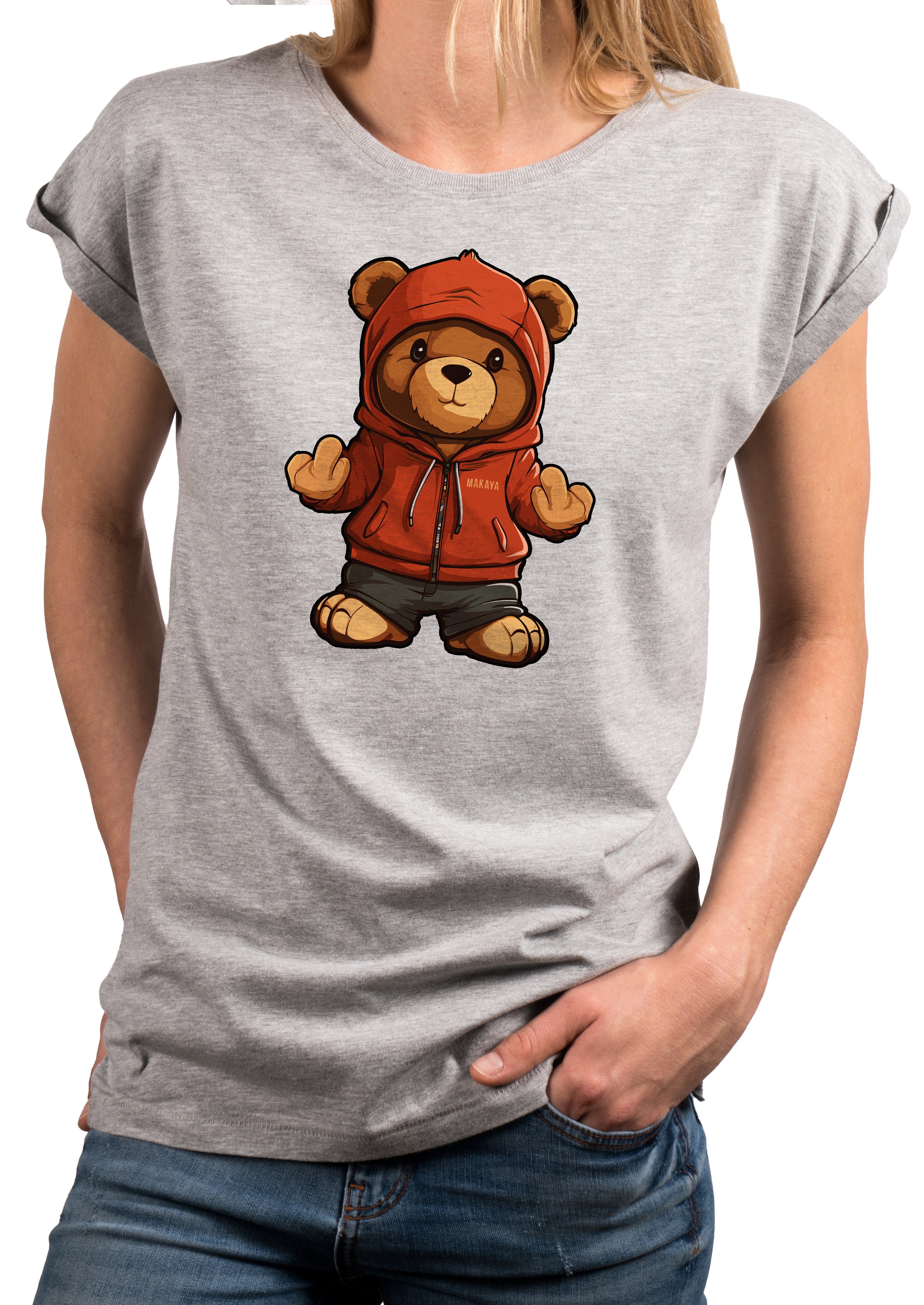 MAKAYA Print-Shirt Damen Kurzarmshirt Baumwolle Frankreich günstig online kaufen